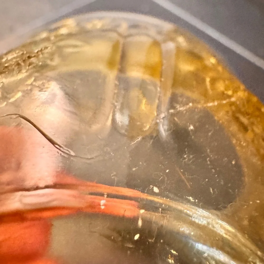 Antique Amber Depression Glass Tea Cups Embossed Floral Pattern Set of 2 Vintage